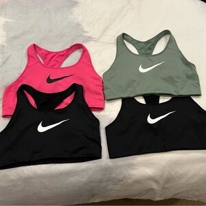 EUC 4 Nike Sports Bras High Impact Support, 2 Black, Pink, Green - Large
